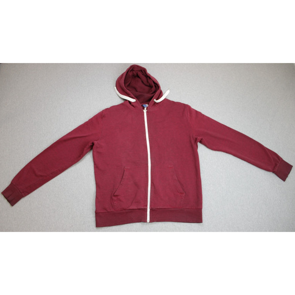 H&M Hoodie Mens Size L Red Cotton Blend Drawstring Full Zip Pockets - Picture 1 of 6